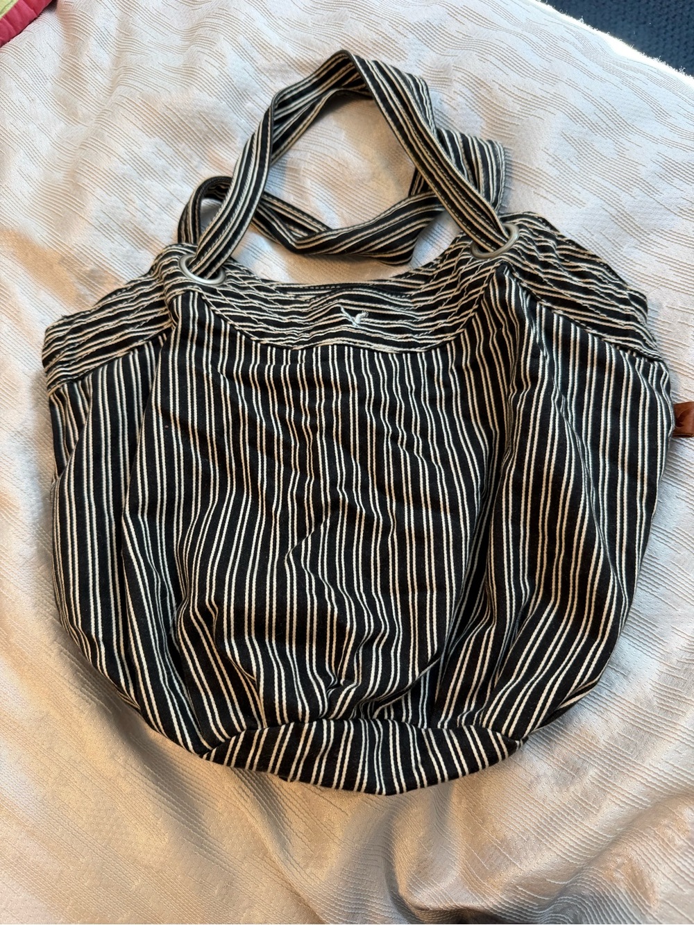 Vintage American Eagle Outfitters Black and White Striped Canvas Tote